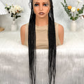 KIMA Lace Front Cornrow Box Braided Wig Synthetic Knotless Braids Wig With Baby Hair Heat Resistant Fiber Braiding Wigs For Afri