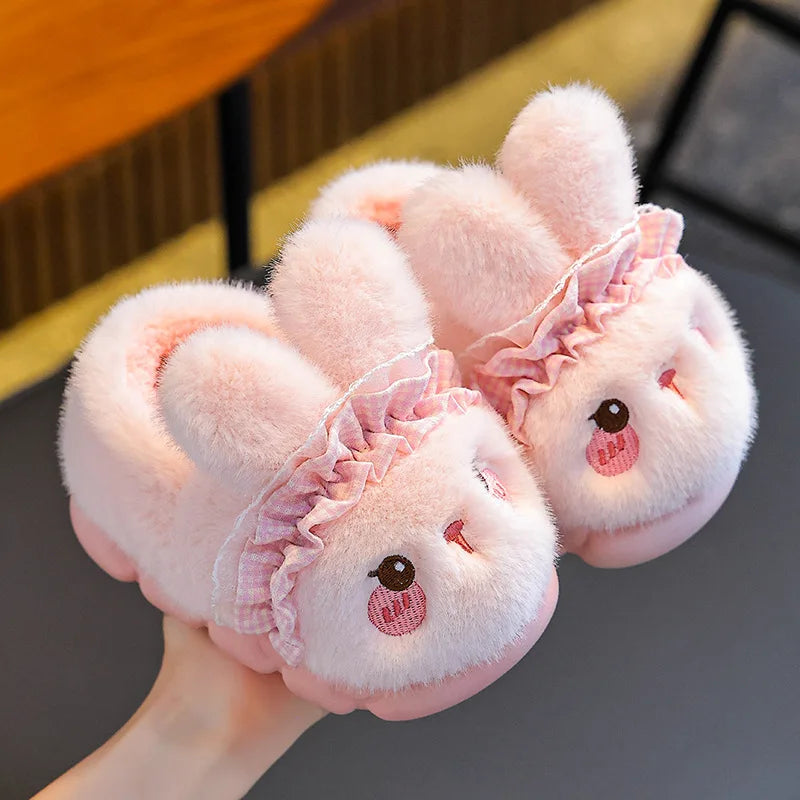 Women's Cotton Slippers Winter Indoor Home Warm and Velvet Household Parent-Child Wool Cotton Shoes Women Wear Outside Winter