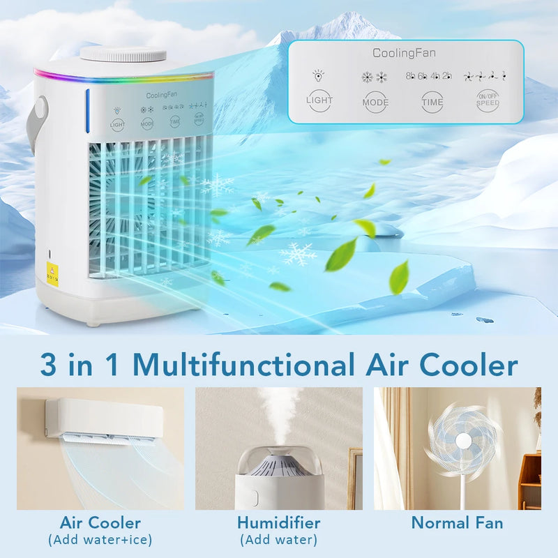 Portable Cold Air Conditioner Evaporative Air Cooler Mini Usb Table Fan Desktop Air Conditioning Fan Humidifier for Home Room