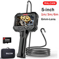 Ralcam  Endoscope Camera with 210° Movable Head, 6.2 mm Probe, 5 Inch HD Screen IP67 Inspection Camera， for Car and Home
