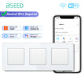 BSEED WIFI Light Switch 1/2/3/4Gang 2Way Smart Click Button Switch Glass Panel White LED Indicator Tuya Smart Life Alexa Control