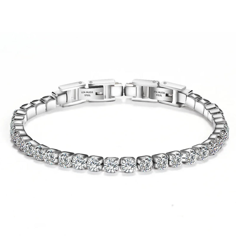 Modyle 316L Stainless Steel Sparkly Cubic Zircon Tennis Link Bracelets For Men and Women Gifts