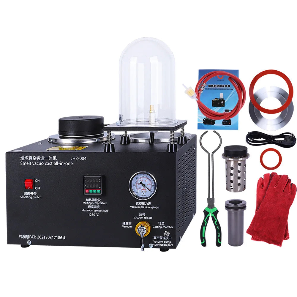2KG Digital Display Metal Casting Furnace 1150°C High Temp Gold Silver Melting Vacuum Machine Jewelry Making Equipment