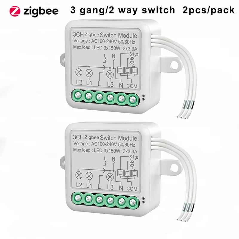 Tuya ZigBee 3.0 Smart Switch Module 10A Smart Home DIY Breaker 1 2 3 4 Gang Supports 2 Way Control Works with Alexa Google Home