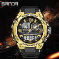 SANDA 6024 Men Sports Quartz Watches Dual Display LED Electronic Digital Wristwatches Waterproof Watch Relogios | SAMAG