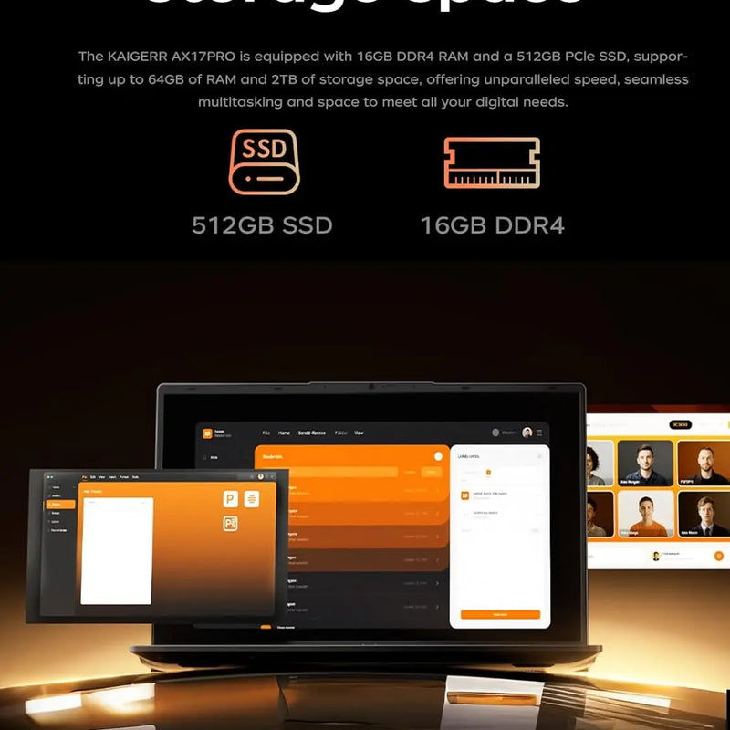 KAMRUI AX17PRO Laptop 17.3Inch AMD Ryzen3 4300U up to 3.7GHz 16GB DDR4 512GB M.2 SSD 62.7Wh Battery 1920P FHD Win11 Computer