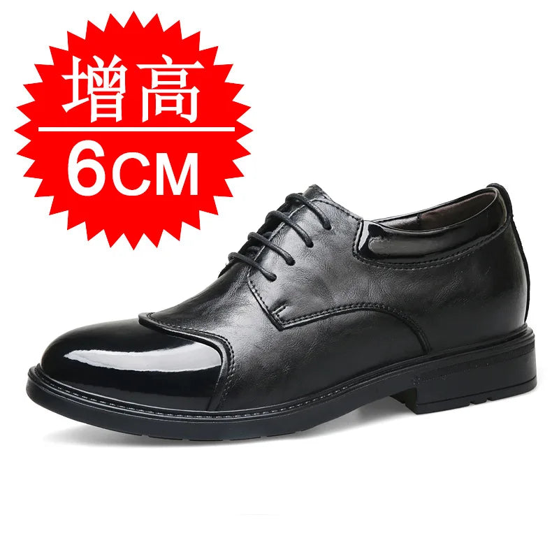 Men's Elevator Shoes 8cm Invisible Height-increasing Casual Large Size British Style 6cm Business Leather Shoes