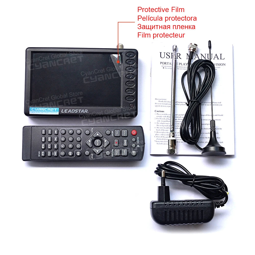 LEADSTAR D5 Portable TV Pocket TV 5 Inch DVB-T2 ATSC ISDB-T TDT DTT Digital and Analog Mini Small Car Television Support TF AC3