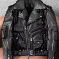 Mauroicardi Spring Autumn Cool Hard Black Pu Leather Motorcycle Biker Jacket Men Belt Zipper Luxury Designer Fashion Clothes