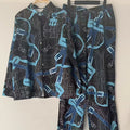 Retro geometric print lapel straight leg shirt two-piece set for 2026 spring women's clothing+loose wide leg pants fashion set