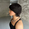 Straight Short Pixie Cut Wigs With Bangs For Women Ombre Brown Red Brazilian Human Hair Wigs Full Machine Made Wigs