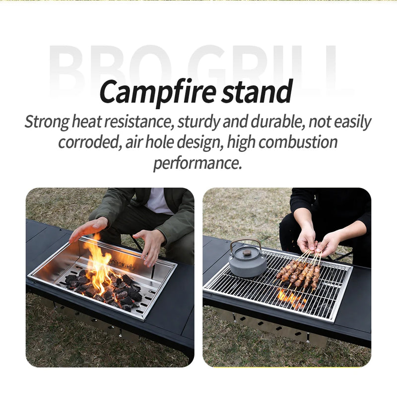 304 Stainless Steel 2 Unit Barbecue Grill Portable Outdoor Stove IGT Table Stove Folding Firewood Stove Barbecue Camping Stove