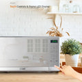 0.7 Cu Ft Countertop Microwave Oven, 700W with Digital LED Touch Controls, 10 Power Levels, Push Button Door, Stainless Steel