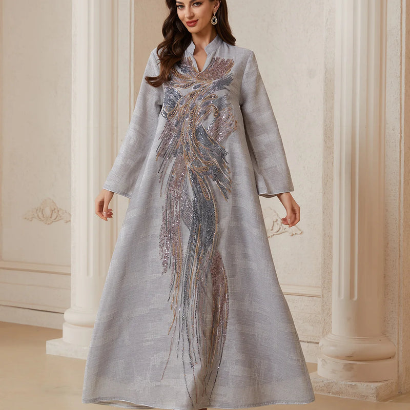 Zahraa Dubai Sequins Embroidery Luxury Woman Evening | SAMAG