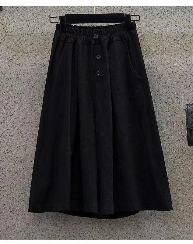 Summer Loose Fit plus Size Women's Pants Thin Seven-Foot-Length High Waist Trousers Cover Hip Korean Sle Casual Faion