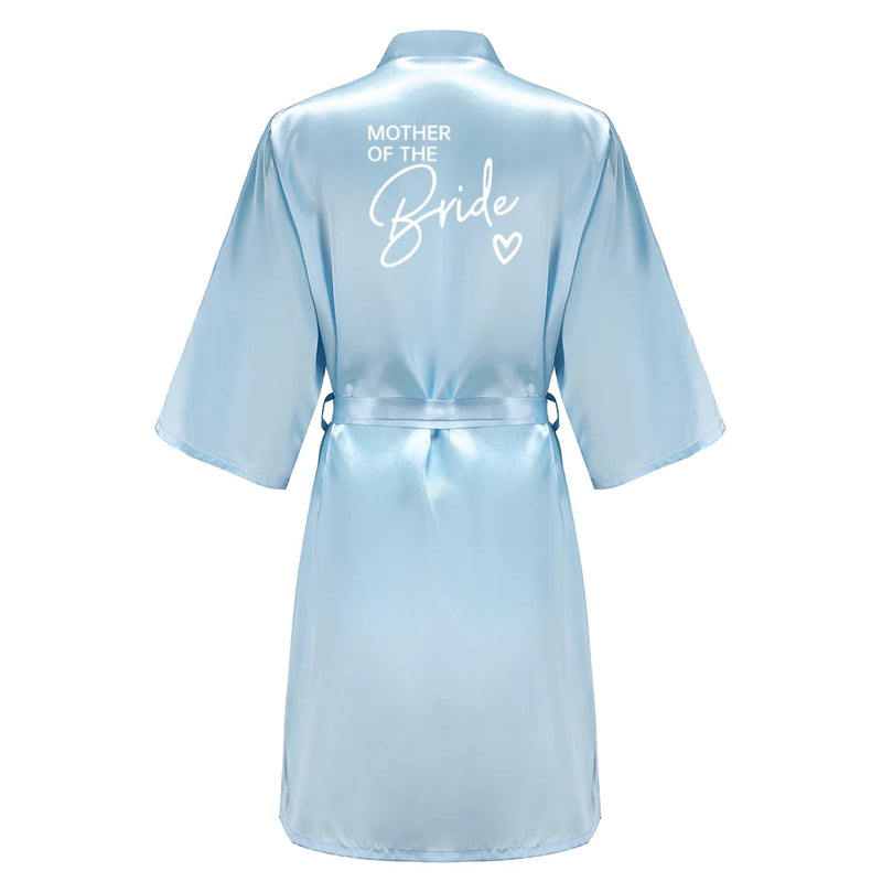 Wedding Party Team Bride Robe Kimono Satin Pajamas Bridesmaid Bathrobe With White Letters YE8171