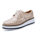 STRONGSHEN British Style Women Brogue Shoes Round Toe Oxfords Platform Casual Leather Footwear Increase 4.5cm Sapatos Chaussures