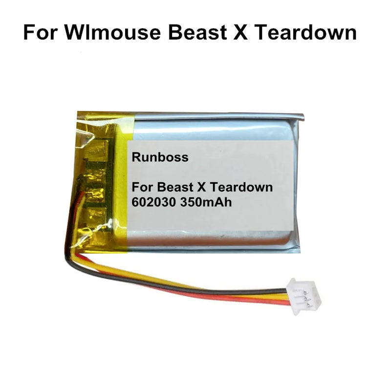 220mAh ( 402025 502025 ) 350mAh ( 502028 602030 ) Battery For Wlmouse Beast X Mini / Teardown Gaming Mouse