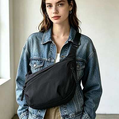 Trendy Women's Soft Cloth Shoulder Bag Solid Color | SAMAG
