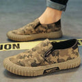 Camouflage Canvas Men's Casual Shoes Breathable Summer Sporty Slip-On Beijing Lazy Shoes Round Toe Flat Heel Lightweight Shoes