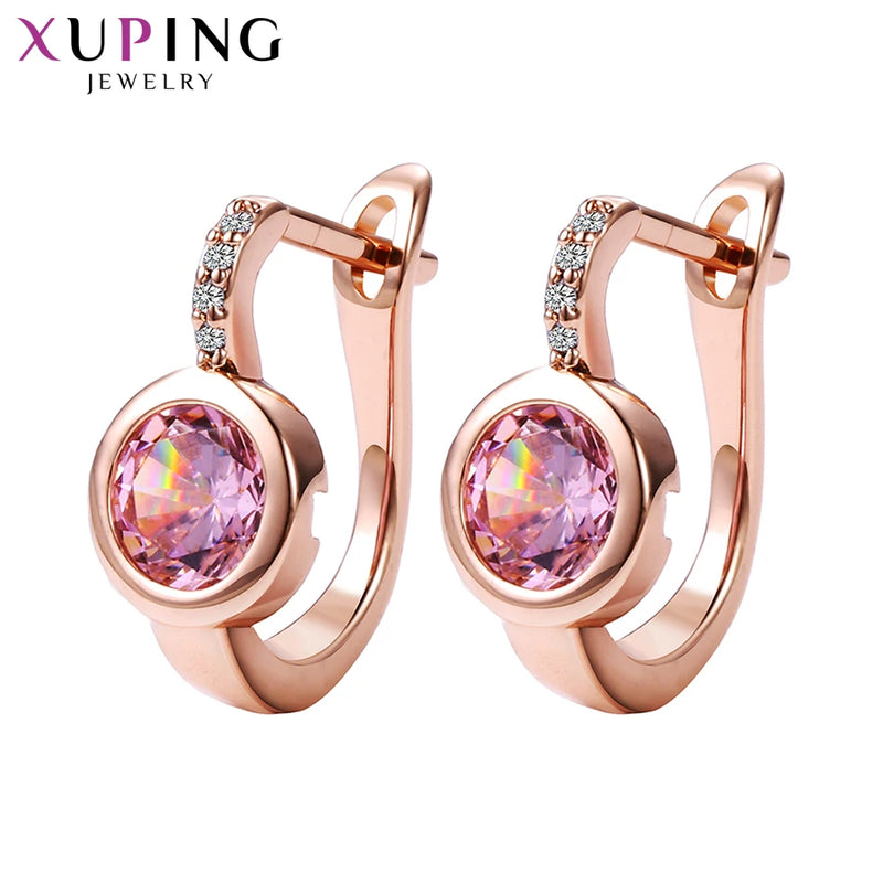 Xuping Jewelry Fashion Hot Sale Trendy Huggies Earring with Synthetic Cubic Zirconia for Girl Gifts 20160