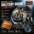 2026 New Military TANK 1400mAh Battery Smart Watch IP68 Waterproof LED Flashlight Heart Rate Sports tracker SOS Smart Watch Men