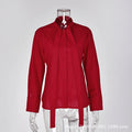 Women's 100% Cotton Floating Ribbon Back Lace Up Cardigan - View 10 | SAMAG