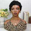Curly Pixie Cut Wigs Human Hair Brazilian Remy Hair Short Pixie Cut Wig Human Hair Fashion Colored 1B Full Machine Wig On Sale