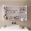 Minimalist Modern Arc-shaped Smart Bathroom Mirror Cabinets Home Furniture Wall-mounted Bathroom Mirror Cabinet with Lighting b
