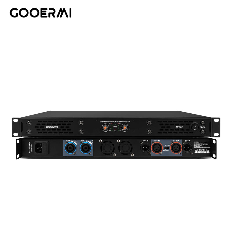 GOOERMI M300 2CH Digital Power Amplifier 1200W Rack PA Amp 1U Stereo Audio Amplifier for KTV DJ Stage Bar Sound System
