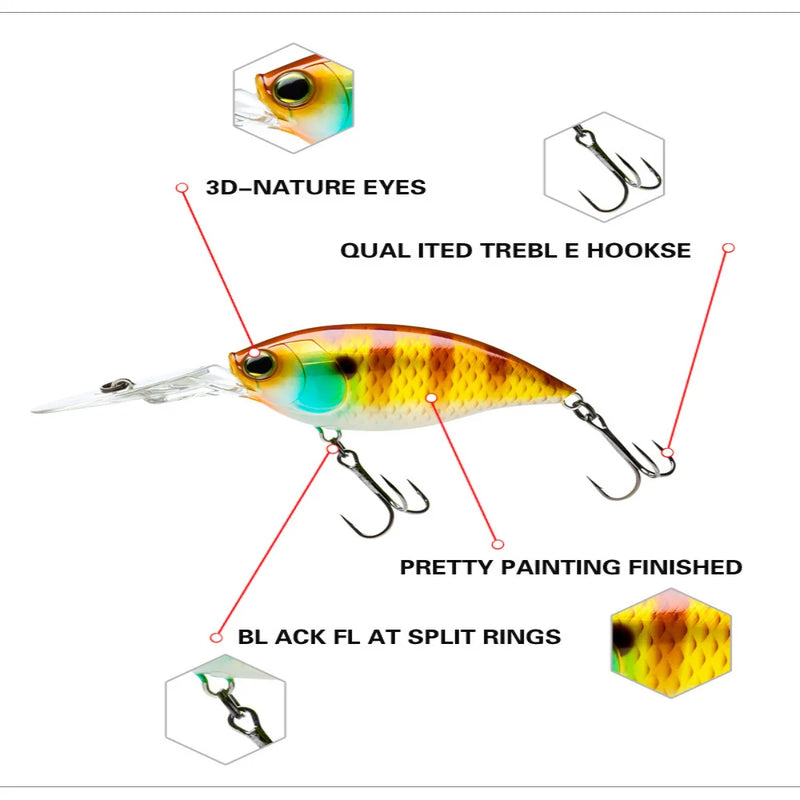 70mm/21g 75mm/22.5g Crankbait Fishing Lures Artificial | SAMAG