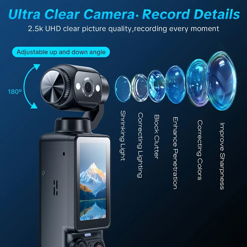 Kaysunlin WiFi Sports Wearable Camera Travel Bicycle Driver Recorder Mini Sports Cam for Motorcycle and Vlogging with 32GB Card