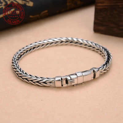 S925 Sterling Silve Twisted Bracelets For Men Hip Hop Handmade Exquisite Unique Fashion Jewelry Gift | SAMAG