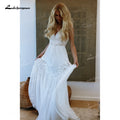Romantic Thin Strap V Lace Boho Wedding Dress Chiffon - View 6 | SAMAG