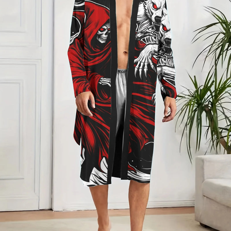 1pc Men's Robes 2026 Spring/Summer Robes Robe Sleepwear 3D Printed Graphic Sleepwear Bathrobe Men Polyester