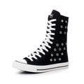 Boots Women Sneakers Canvas Casual High Top Shoes Long Boot Lace-Up Zipper Comfortable Flat Boot Sneakers Tenis Feminino