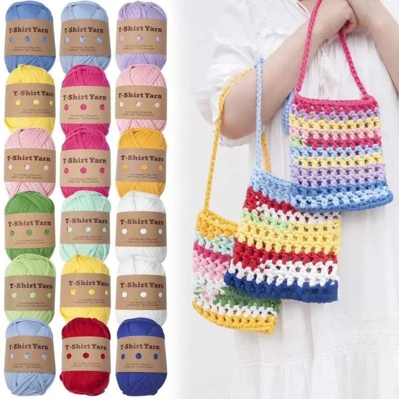 E8BD 6 Rolls Handmade Fabric Strip DIY T - shirt Yarn Knitting for Crocheting and Crafting for Hand Bag - View 3 | SAMAG