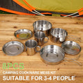 /Set Camping Cookware Mess Kit Stainless Steel Cooking | SAMAG