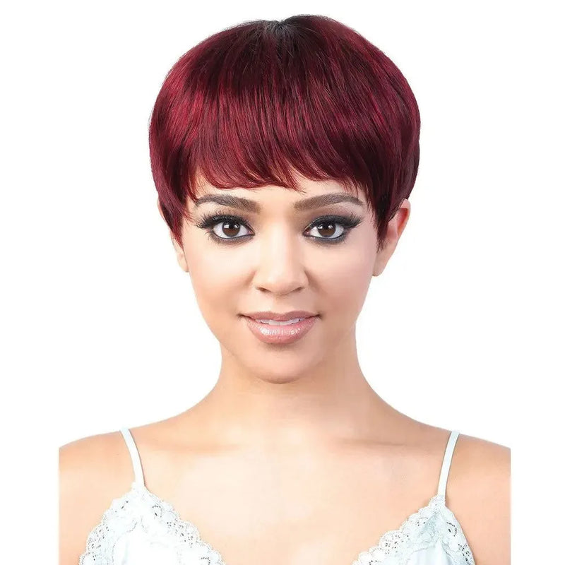 Short Pixie Cut Wig Human Hair Brazilian 100% Human Hair Glueless Pixie Wig with Bangs for Women Natural Black Full Machine Wigs