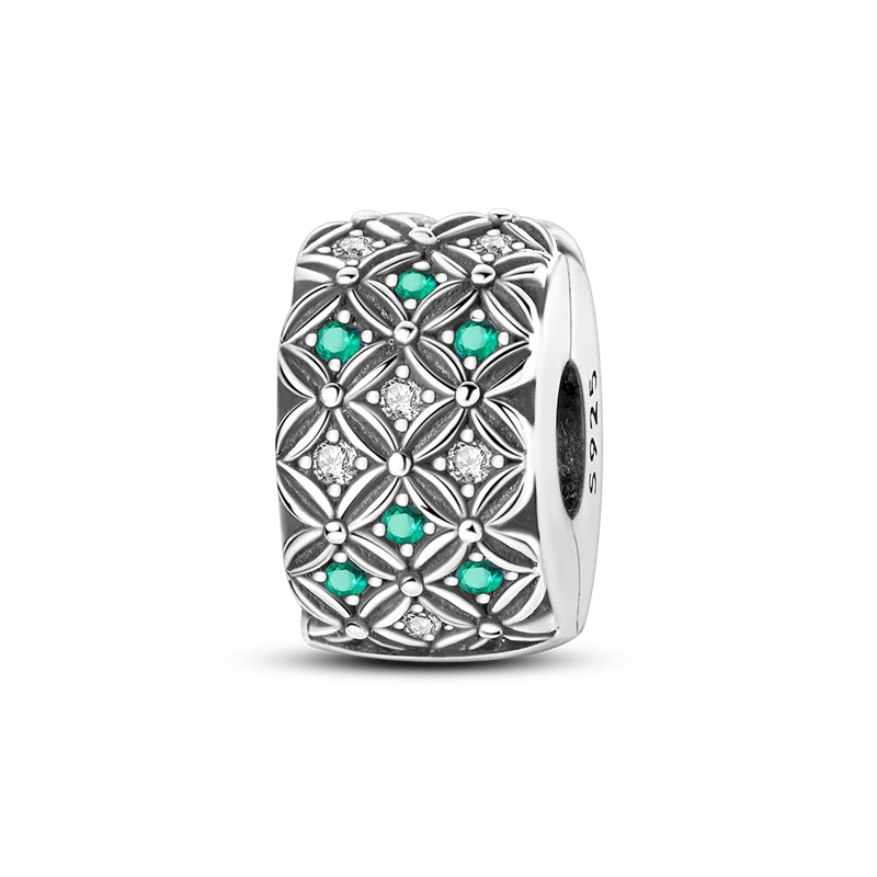 Silver Clasp 925 Sterling CZ Pave Clip Charms Daisy Beads | SAMAG