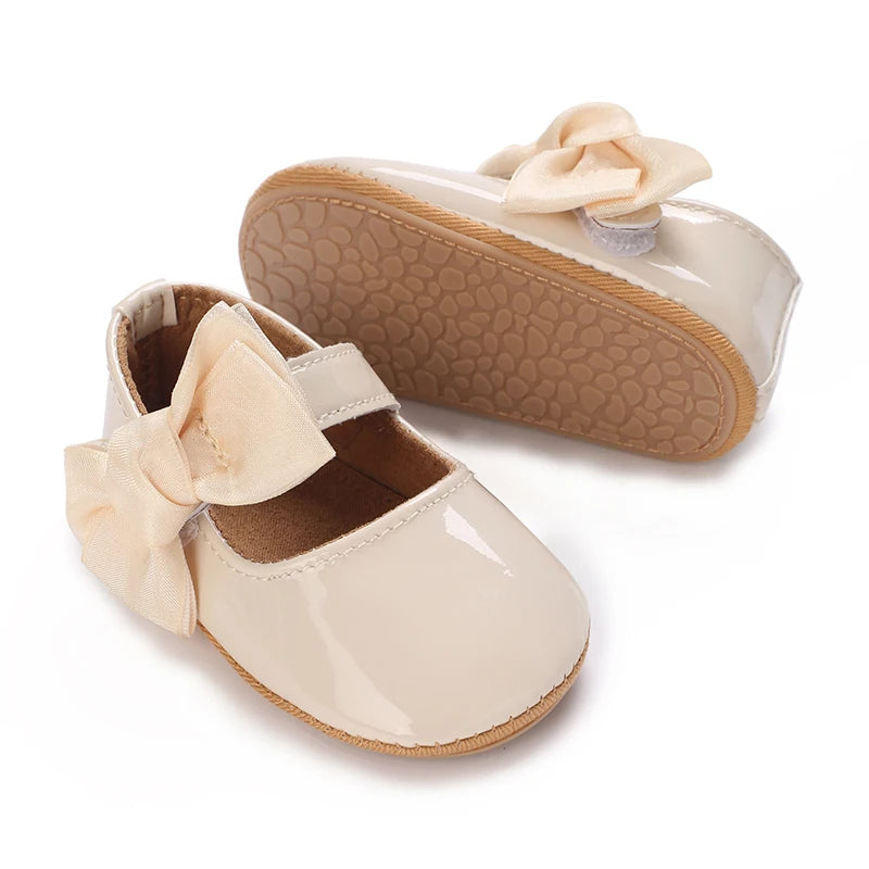 Spring and Autumn Baby Apricot Princess Shoes 0-12 Months Non-Slip Soft Sole Walking Shoes
