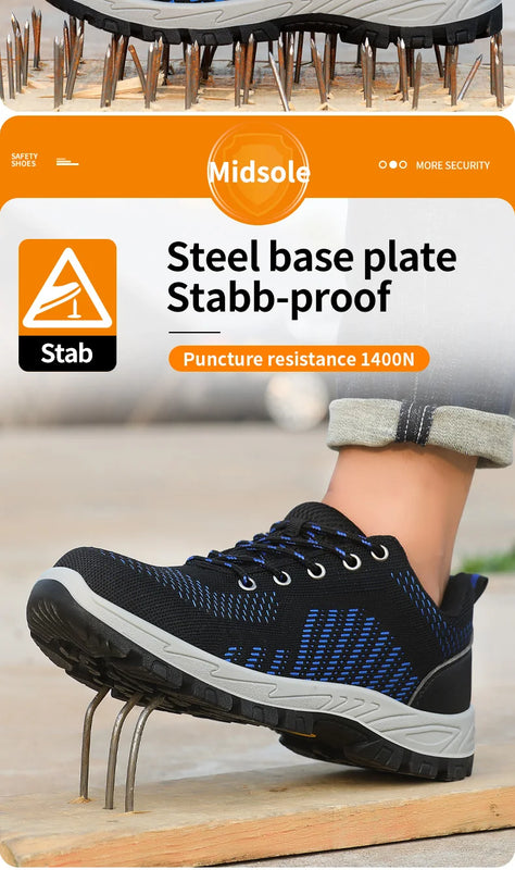 Work shoes for men, anti-shatter, anti-stab, anti-static, solid sole, all-season model
