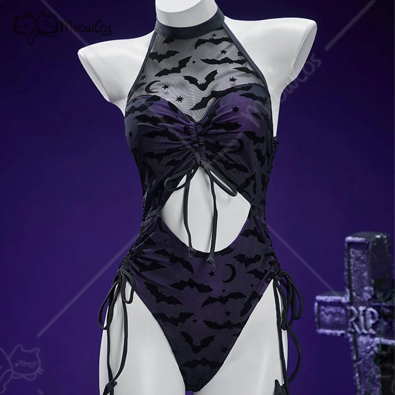 Meowcos.com Women's One Piece Swimsuits Gothic Halter | SAMAG