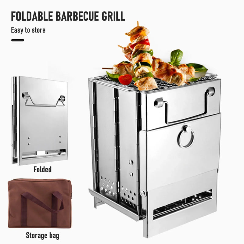 Wood Stove Portable Foldable Stainless Steel Camping - View 3 | SAMAG