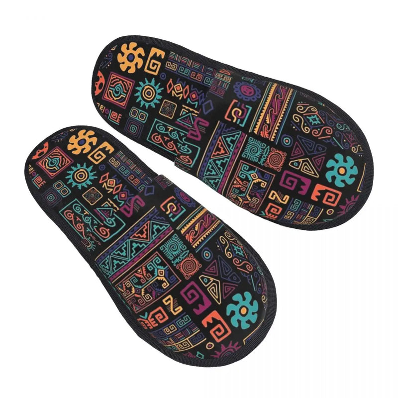 Custom Kizomba Samakaka Ankara Print Soft Memory Foam House Slippers Women African Wax Design Comfy Warm Anti-skid Sole Slipper