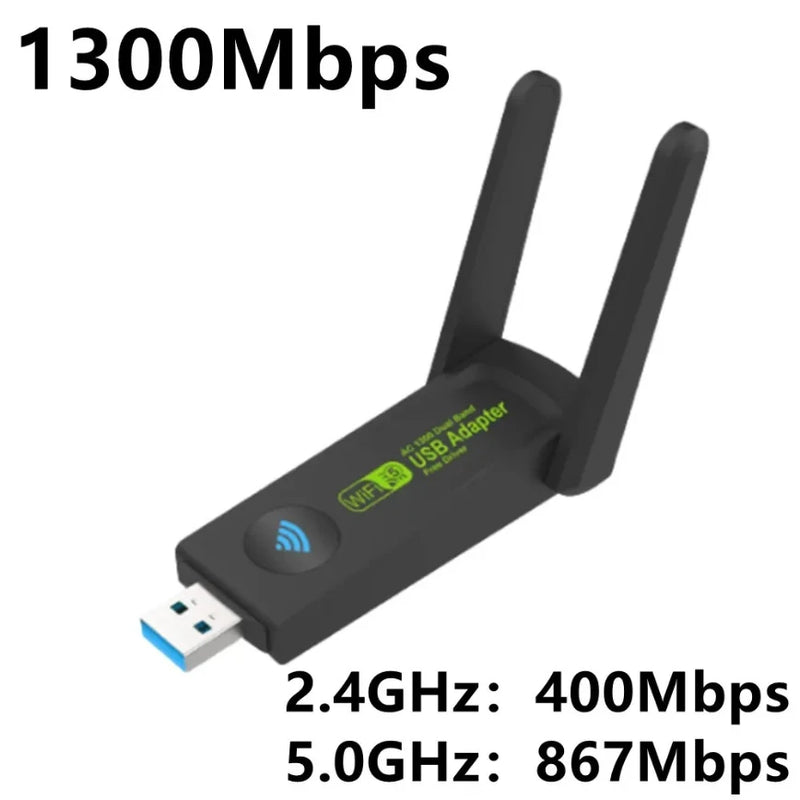 USB 3.0 WiFi Adapter 1300Mbps Dual 2dbi Antennas 5G/2.4G Wireless for Desktop PC Laptop Network - Visuel 8 | SAMAG