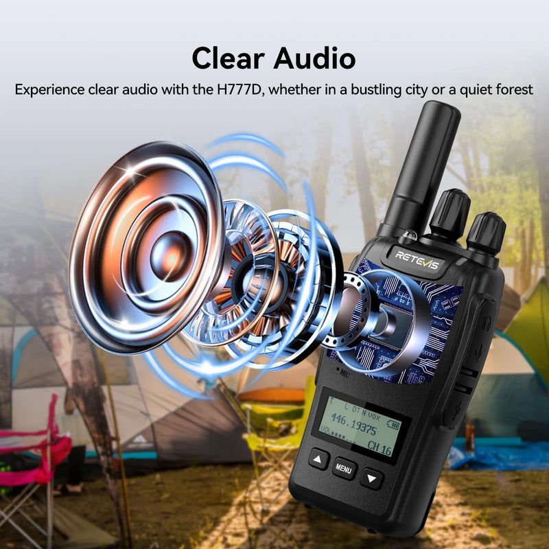 Retevis H777D (H777Upgraded) Walkie Talkie PMR/FRS Portable License-Free LCD Display Two Way Radio Long Range Type-C for Camping
