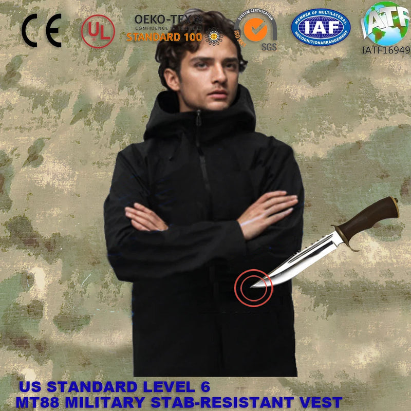 US Standard Level 6 Self-defense Soft  Anti-stab Vest Anti-riot Anti-slash Sercurity Ourdoor Waterproof Protection Jacket