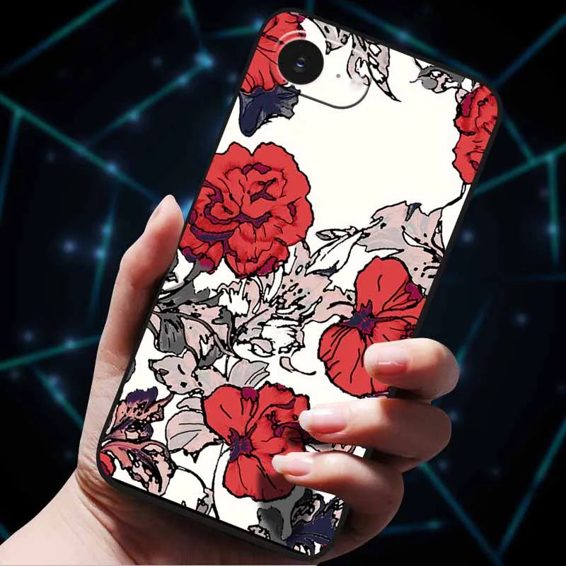 3D Flowers Emboss Fundas For iphone 16E Case iphone16 E Soft Silicone Phone Cases for iphone16 16 Back Cover Coque iphone16e Bag