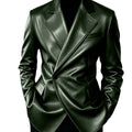 Men's Leather Blazer Slim Fit Faux Suit Jacket Formal - View 16 | SAMAG